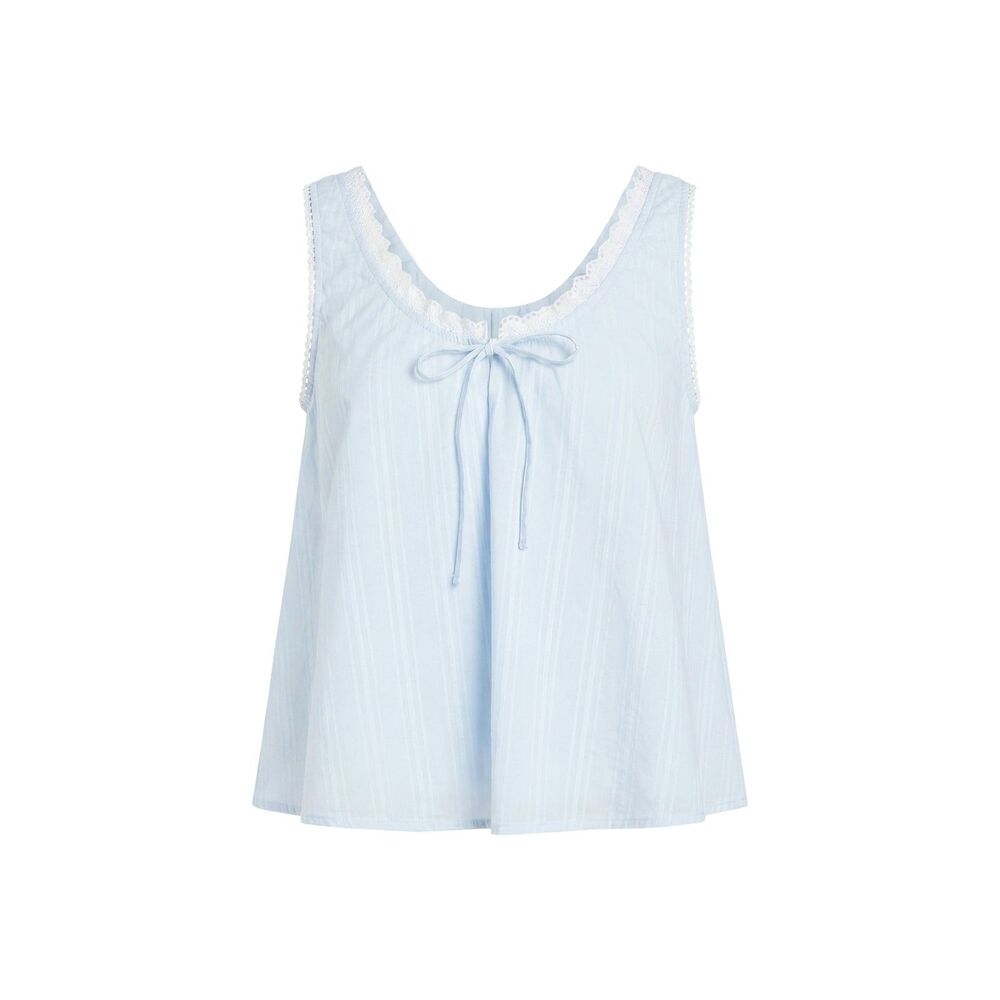 NWT Princess Polly Antiquity Babydoll Top Light Blue 100% Cotton US 4
